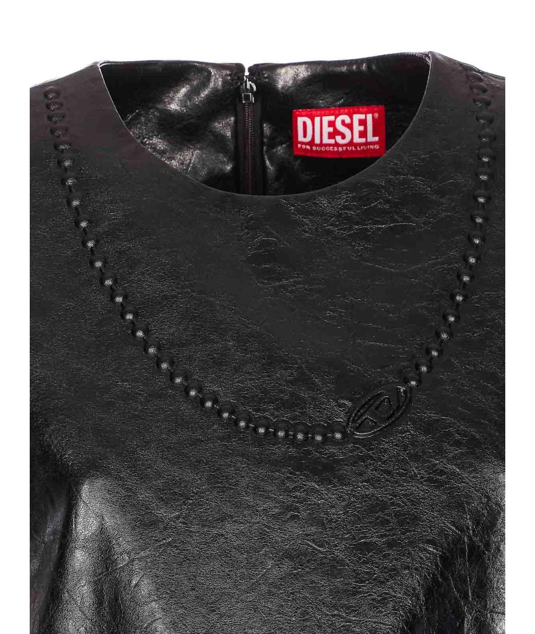 DIESEL Черное кожаное повседневное платье, фото 4