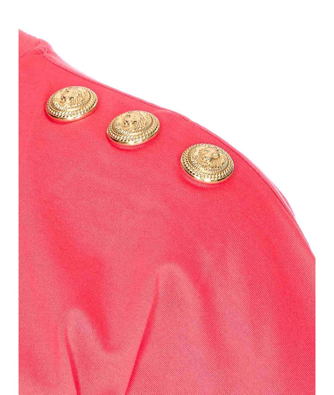 BALMAIN Коралловая хлопковая футболка, фото 3