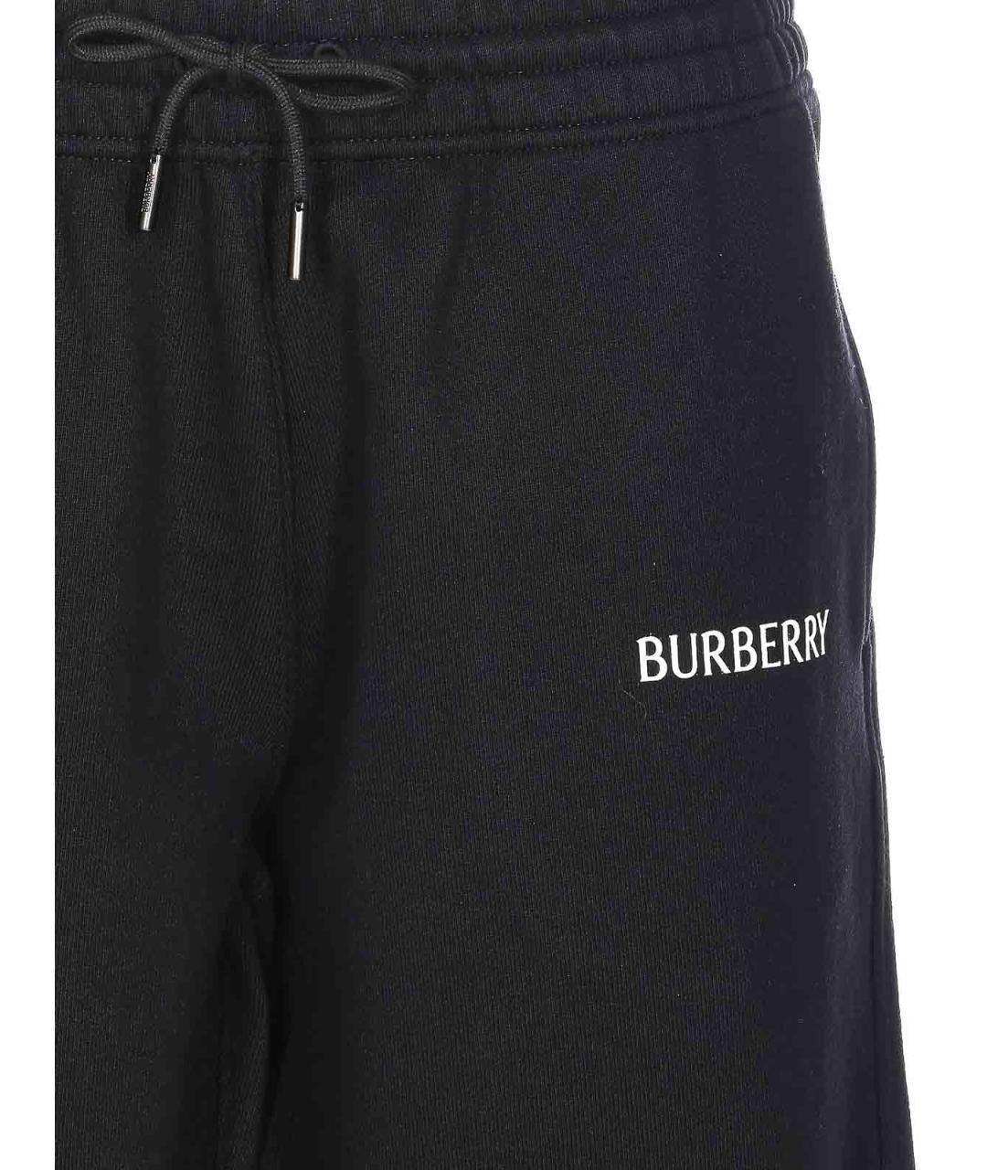 BURBERRY Черные хлопковые спортивные брюки и шорты, фото 2