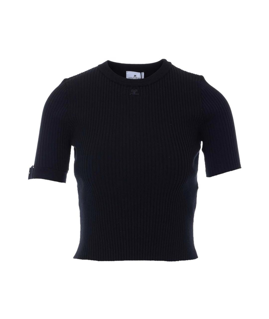 COURREGES Черная вискозная футболка, фото 1
