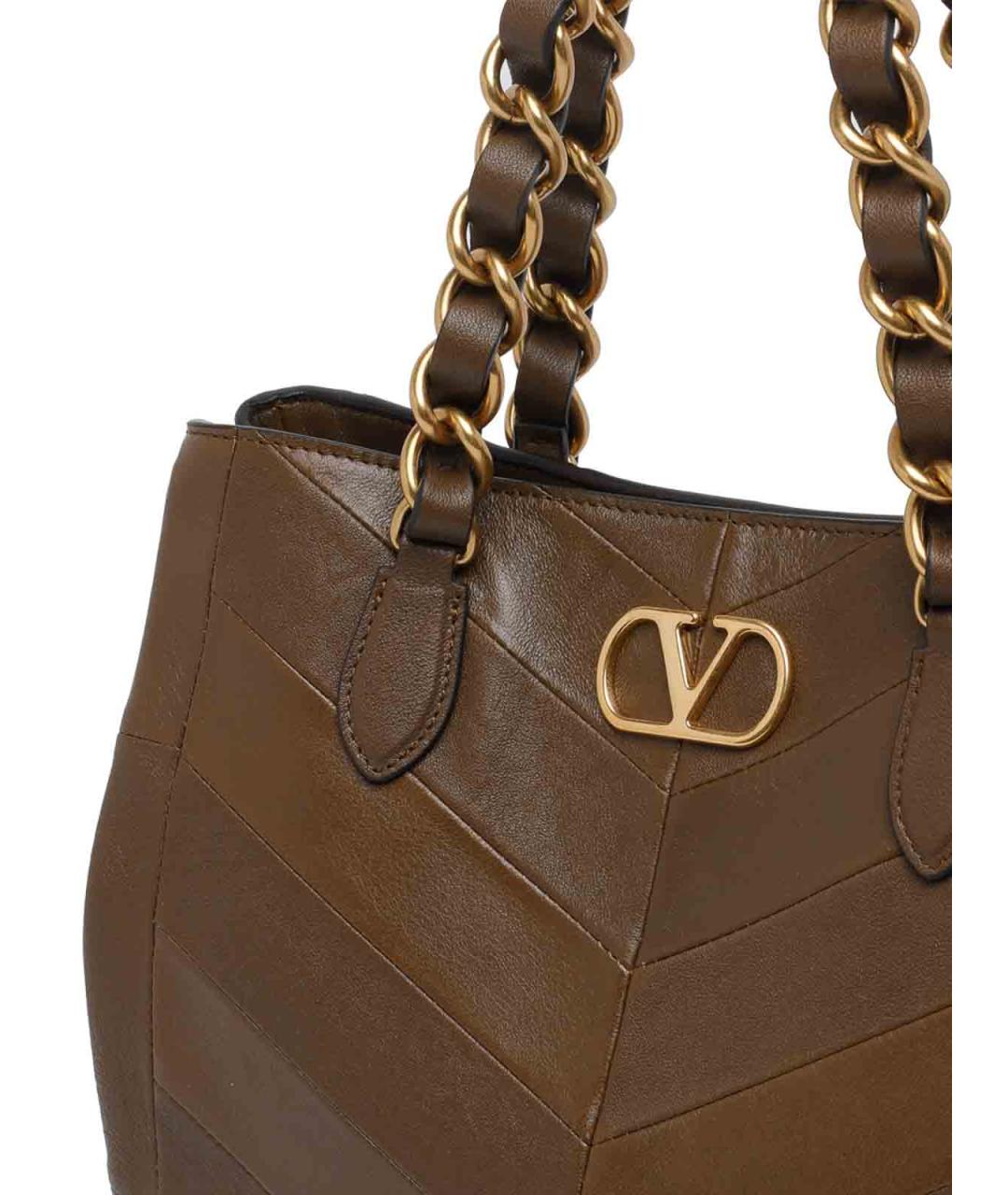 VALENTINO Коричневая кожаная сумка тоут, фото 4