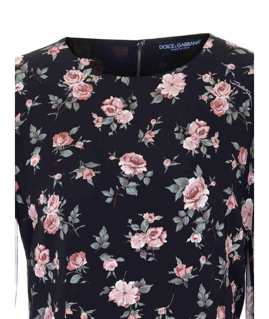 DOLCE&GABBANA Черное шелковое повседневное платье, фото 4