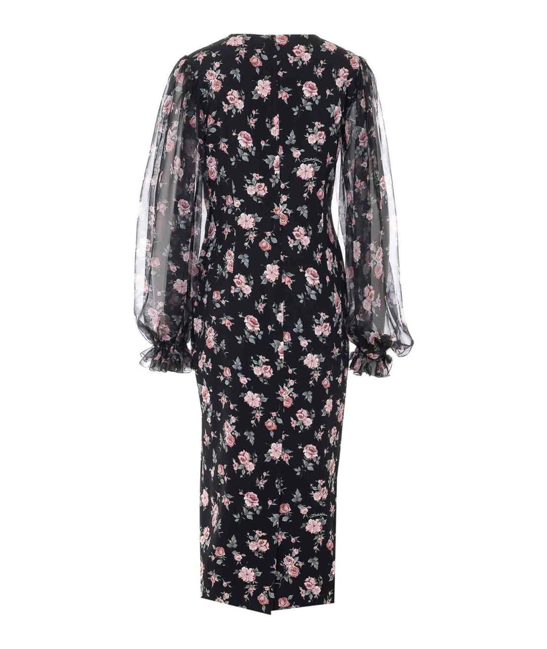 DOLCE&GABBANA Черное шелковое повседневное платье, фото 2
