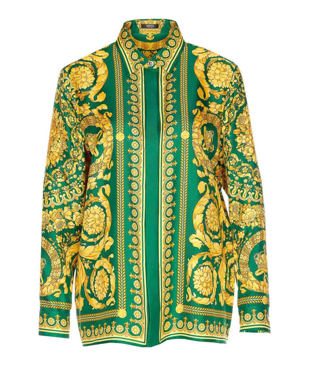 VERSACE Зеленая шелковая рубашка, фото 1