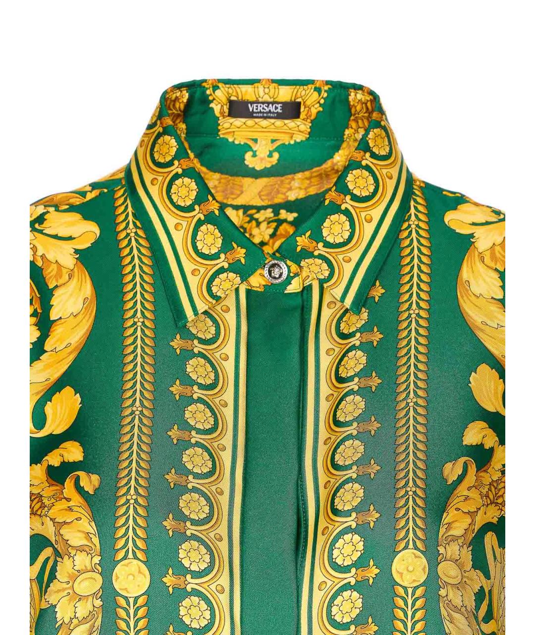 VERSACE Зеленая шелковая рубашка, фото 4