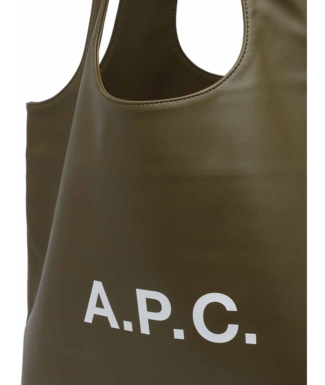 A.P.C. Зеленая сумка тоут из искусственной кожи, фото 4