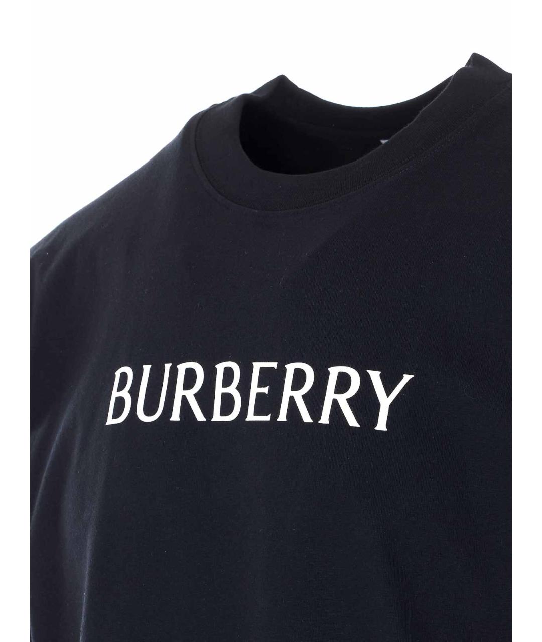 BURBERRY Черная хлопковая футболка, фото 3
