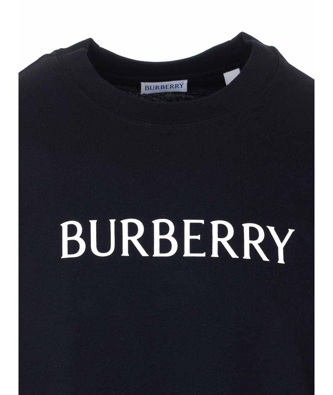 BURBERRY Черная хлопковая футболка, фото 4