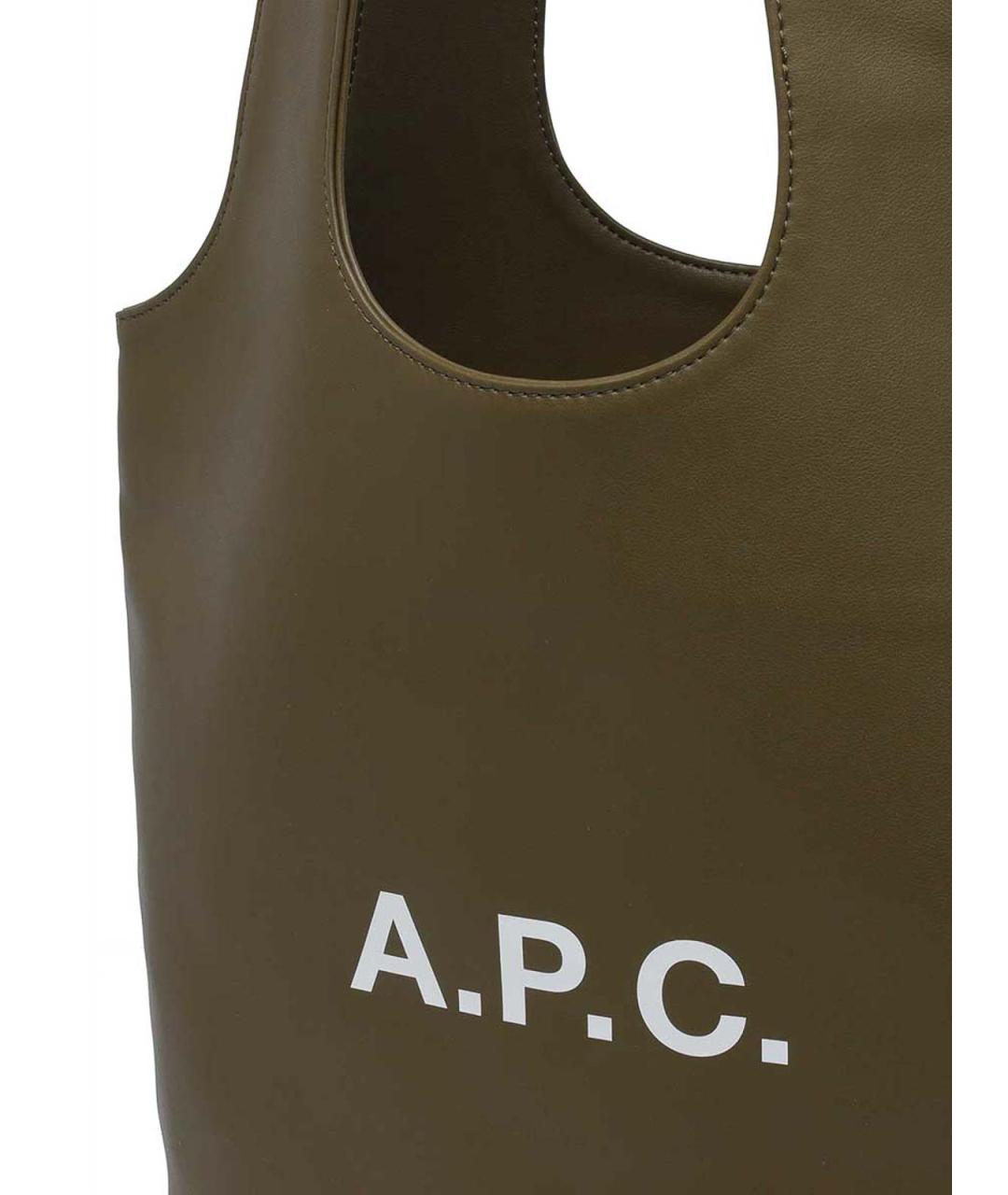 A.P.C. Зеленая сумка тоут из искусственной кожи, фото 4
