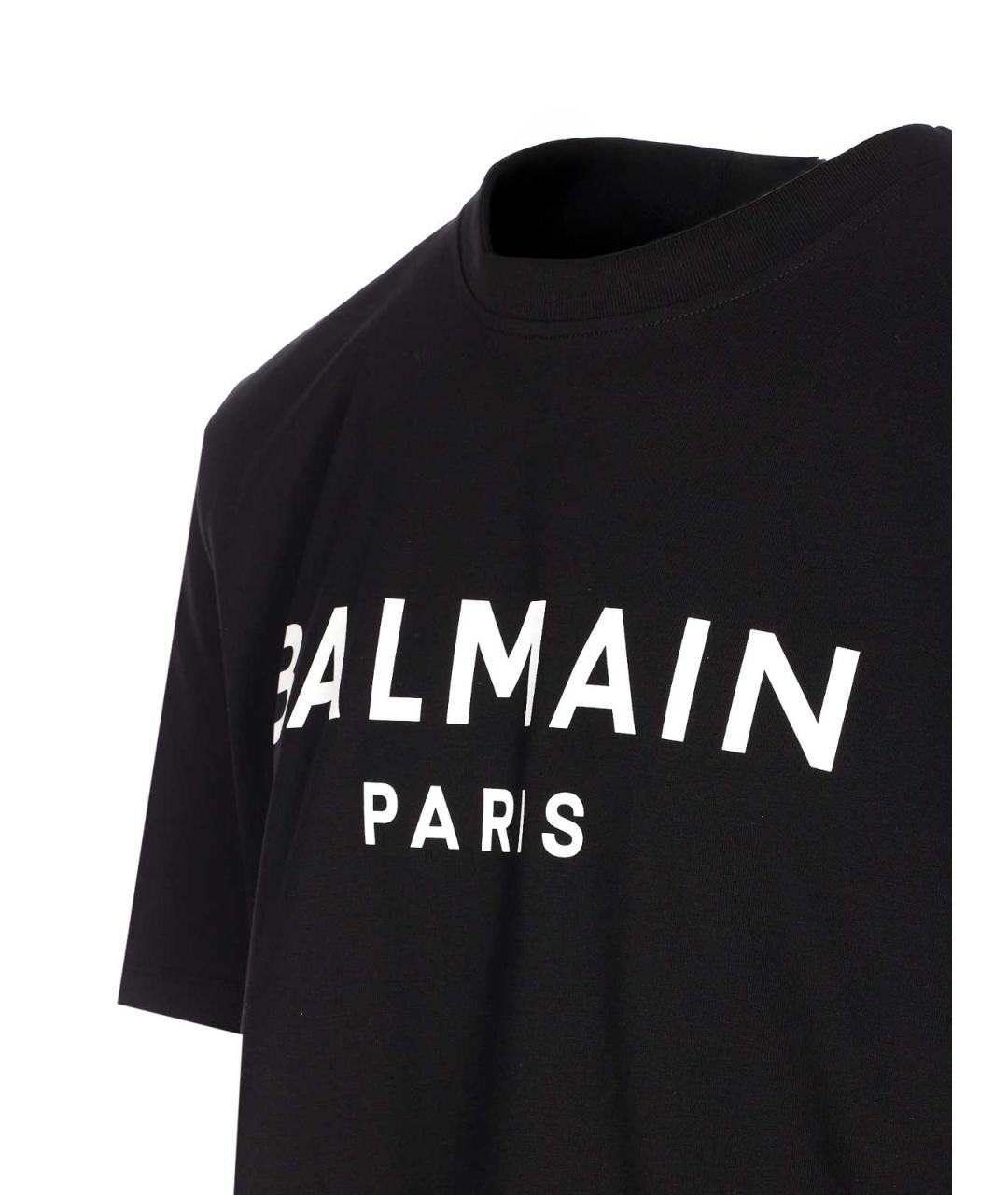 BALMAIN Черная хлопковая футболка, фото 3