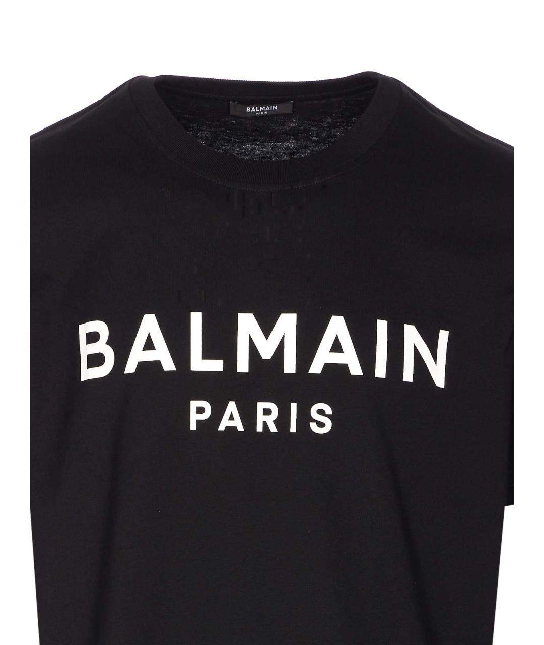BALMAIN Черная хлопковая футболка, фото 4