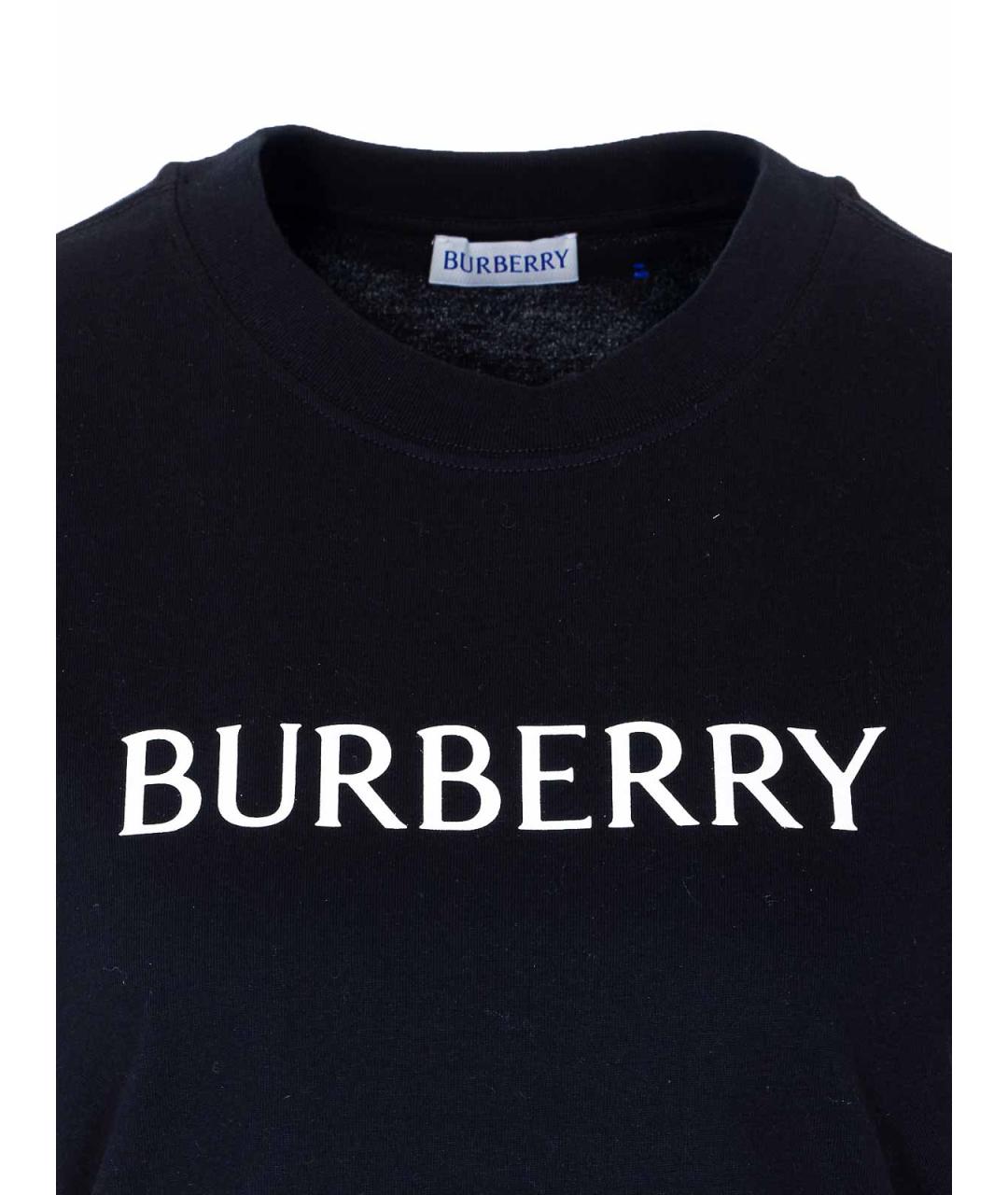 BURBERRY Черная хлопковая футболка, фото 4