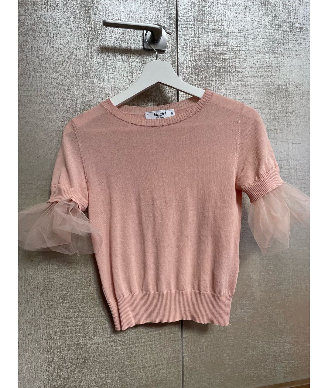 BLUMARINE Розовая хлопко-эластановая футболка, фото 5