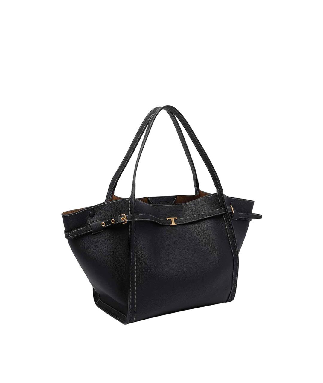 TOD'S Черная кожаная сумка тоут, фото 2