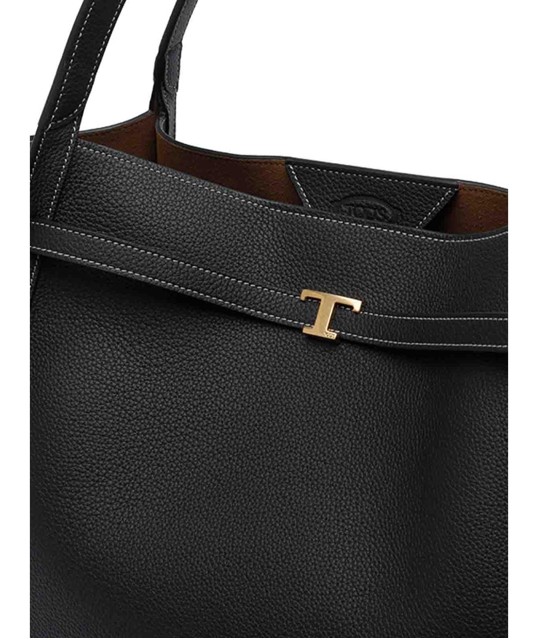 TOD'S Черная кожаная сумка тоут, фото 4