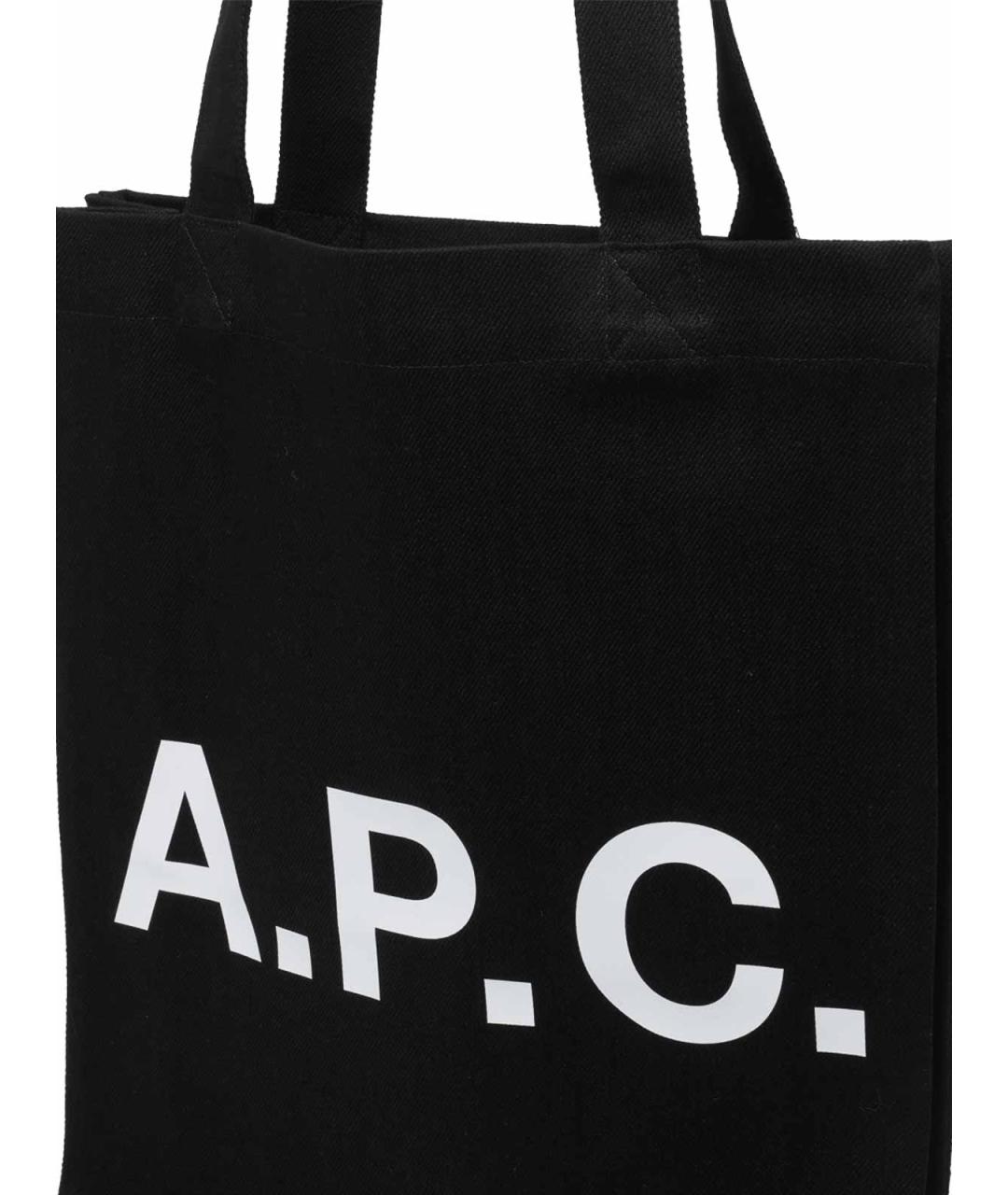 A.P.C. Черная хлопковая сумка тоут, фото 4