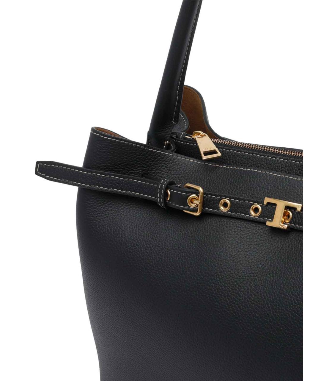 TOD'S Черная кожаная сумка тоут, фото 4