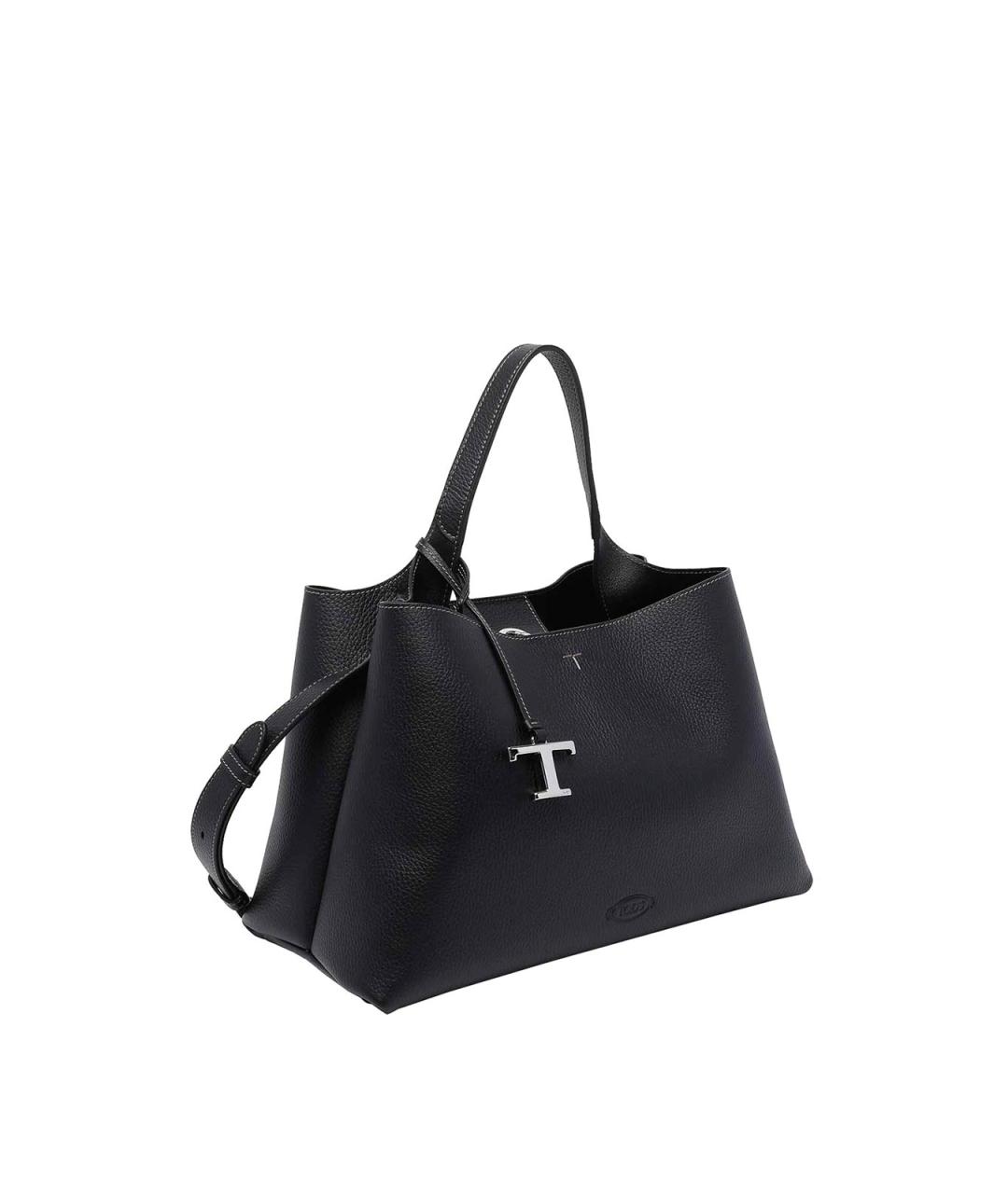 TOD'S Черная кожаная сумка тоут, фото 2