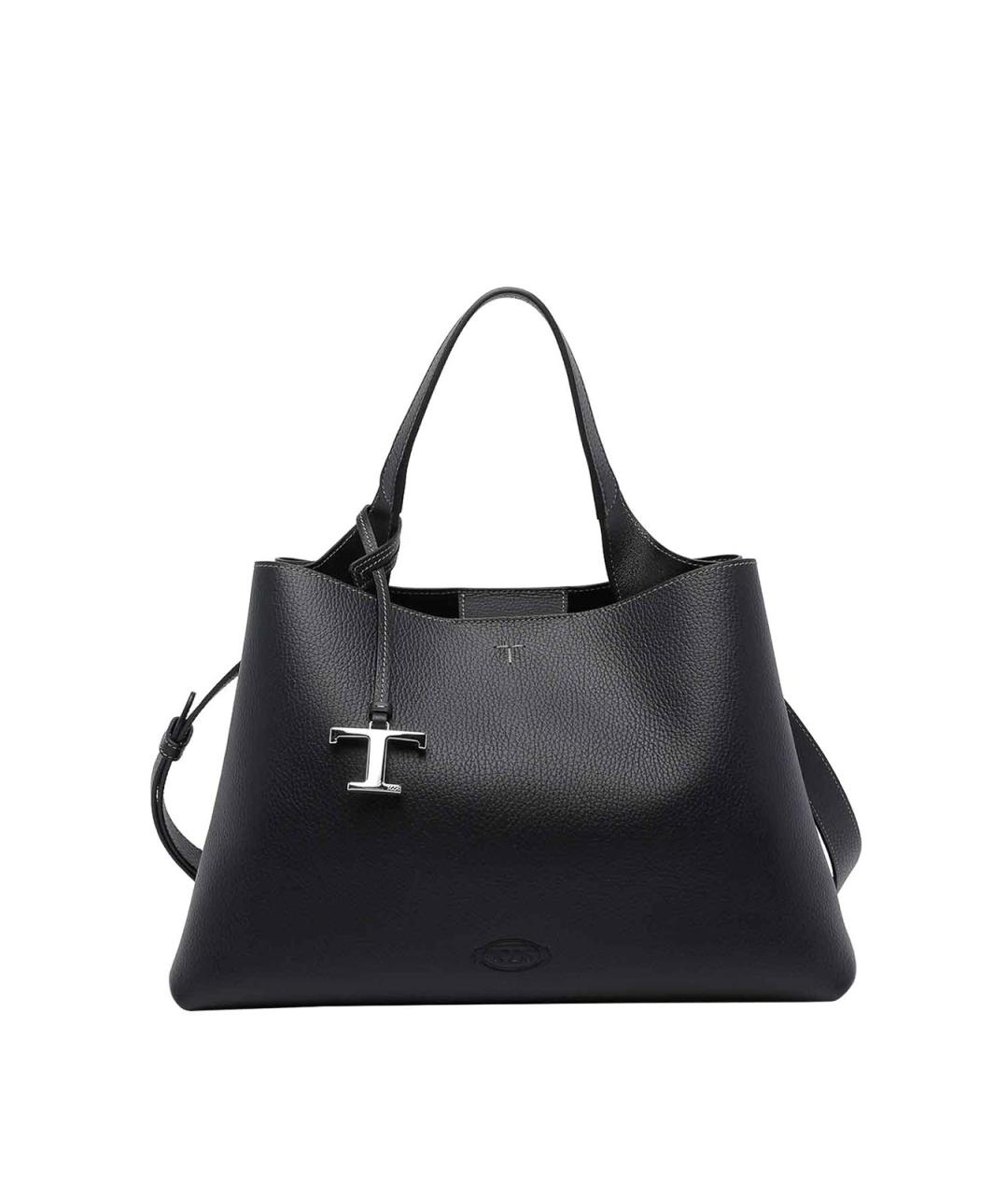 TOD'S Черная кожаная сумка тоут, фото 1