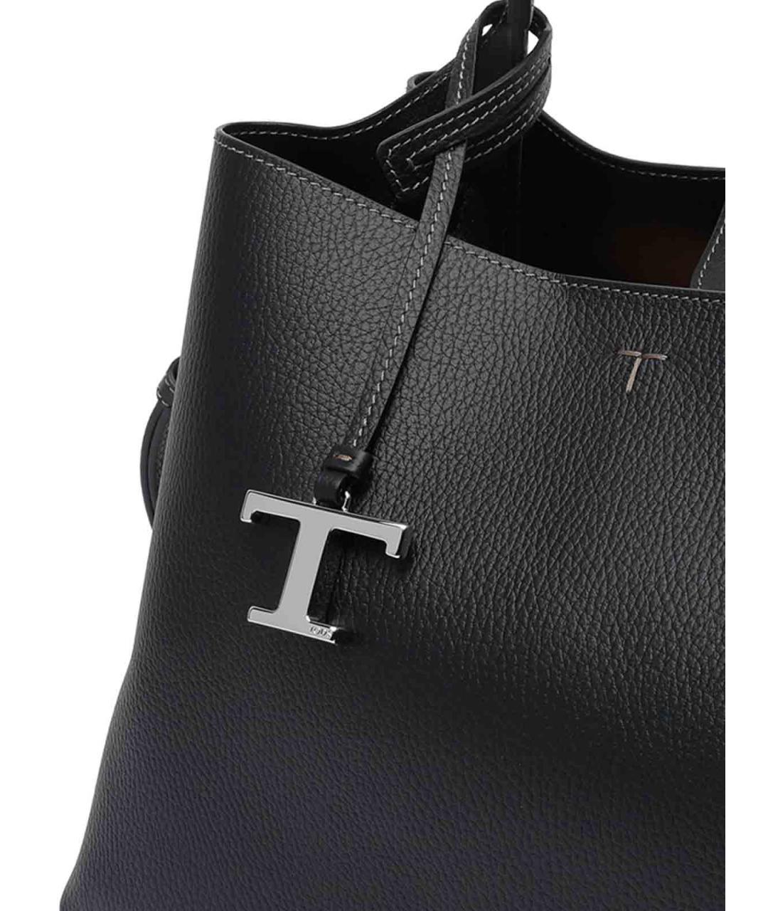 TOD'S Черная кожаная сумка тоут, фото 4