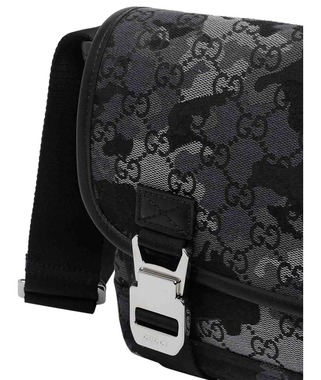 GUCCI Антрацитовая жаккардовая сумка на плечо, фото 4