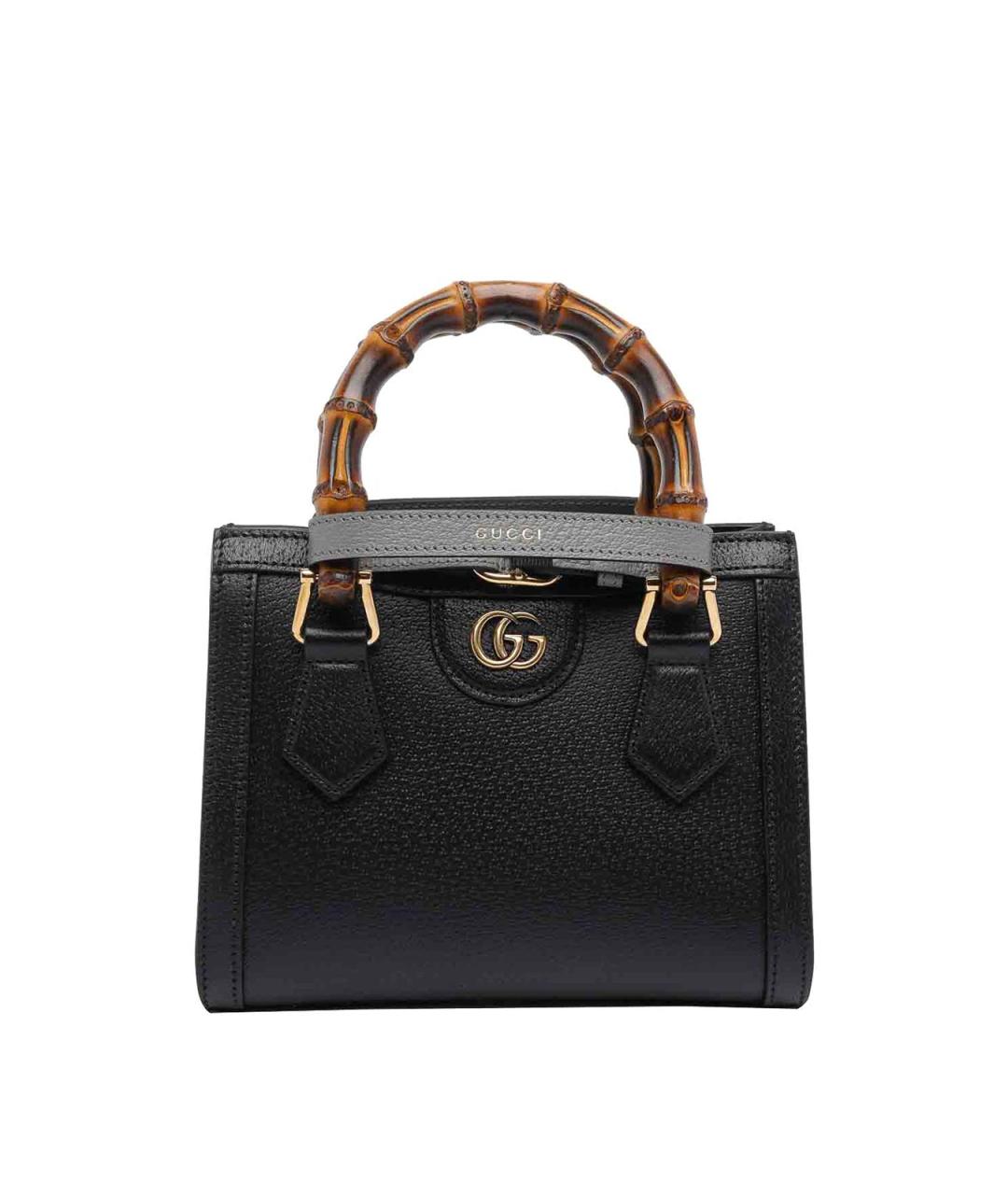 GUCCI Черная кожаная сумка тоут, фото 1