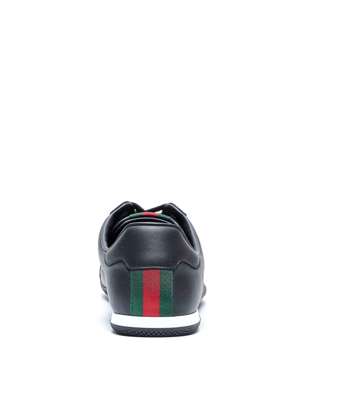 GUCCI Черные кожаные низкие кроссовки / кеды, фото 3