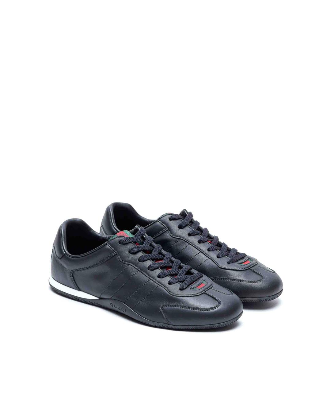 GUCCI Черные кожаные низкие кроссовки / кеды, фото 4