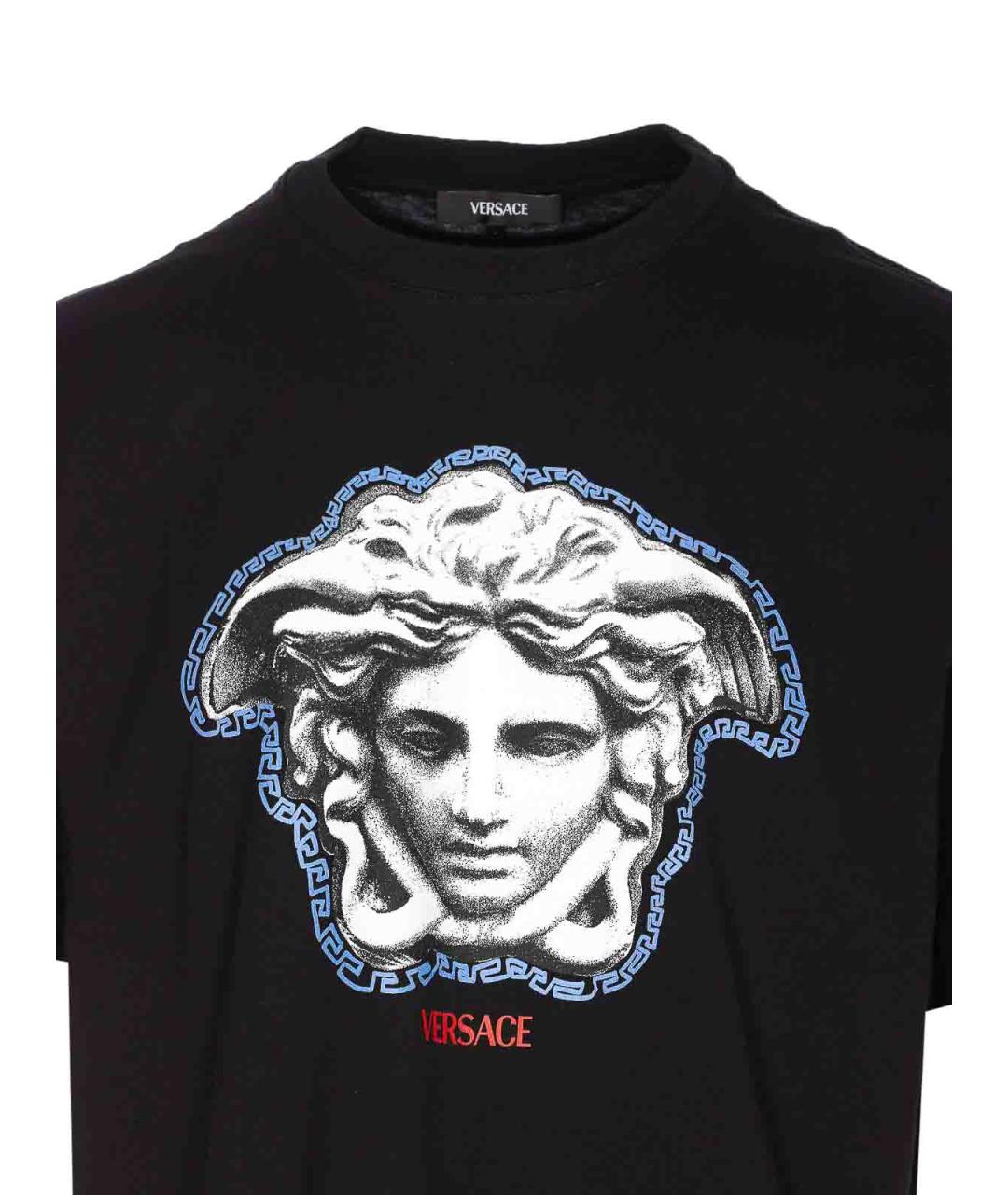 VERSACE Черная хлопковая футболка, фото 4