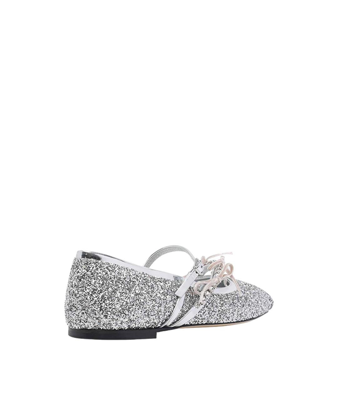 JIMMY CHOO Серебряные кожаные балетки, фото 3