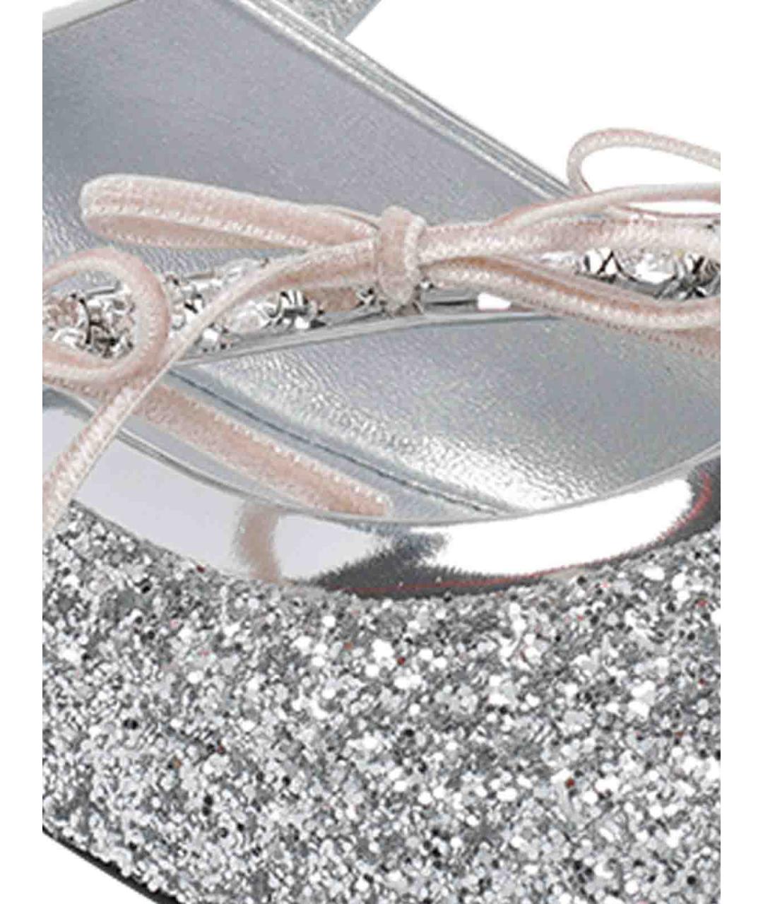JIMMY CHOO Серебряные кожаные балетки, фото 4