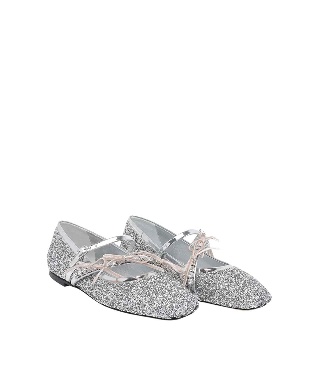 JIMMY CHOO Серебряные кожаные балетки, фото 2