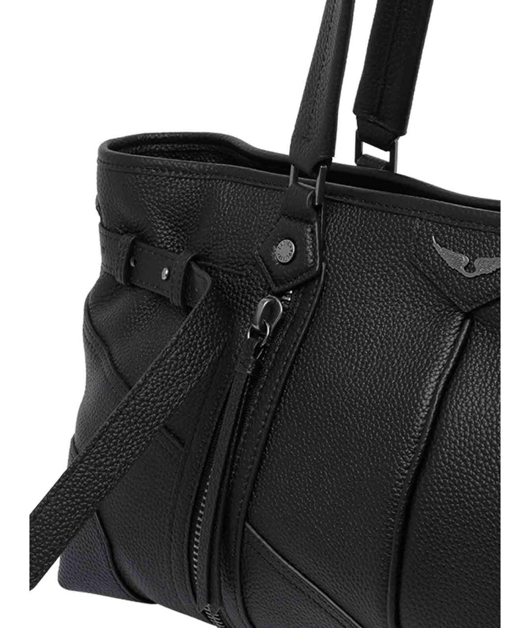 ZADIG & VOLTAIRE Черная кожаная сумка тоут, фото 4