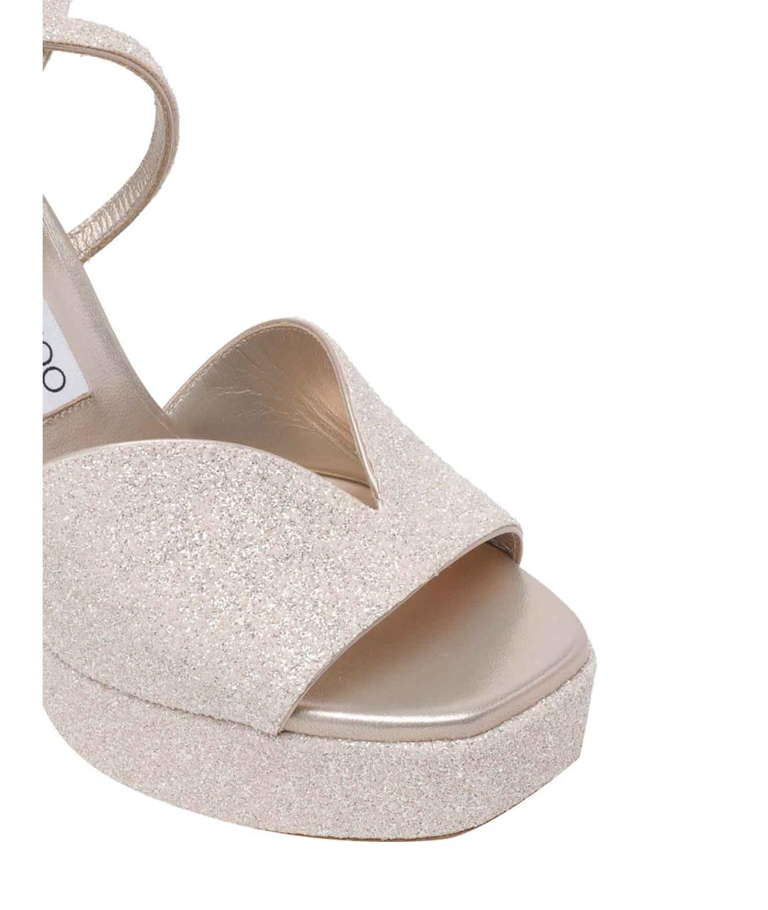 JIMMY CHOO Золотые кожаные босоножки, фото 4