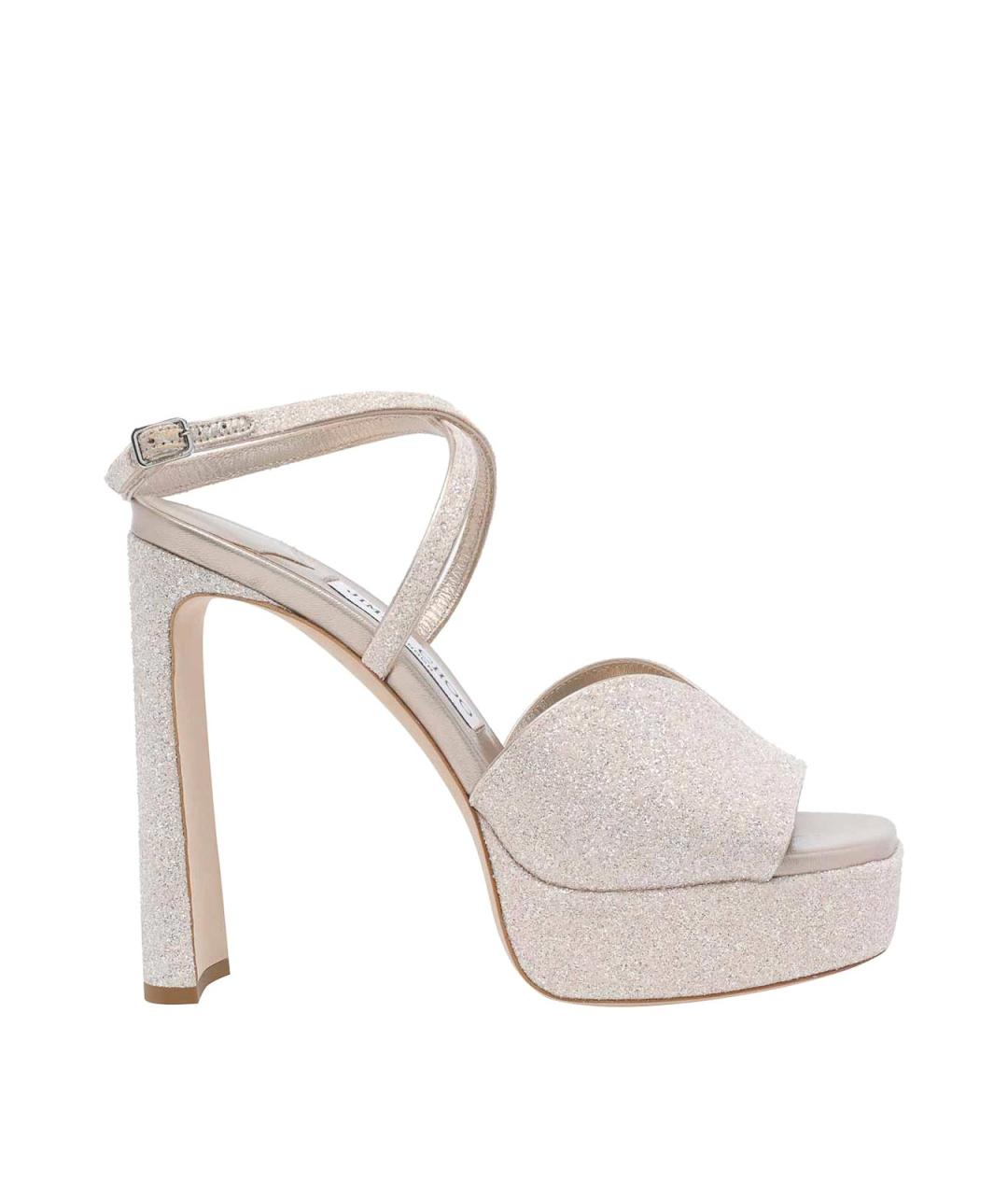 JIMMY CHOO Золотые кожаные босоножки, фото 1