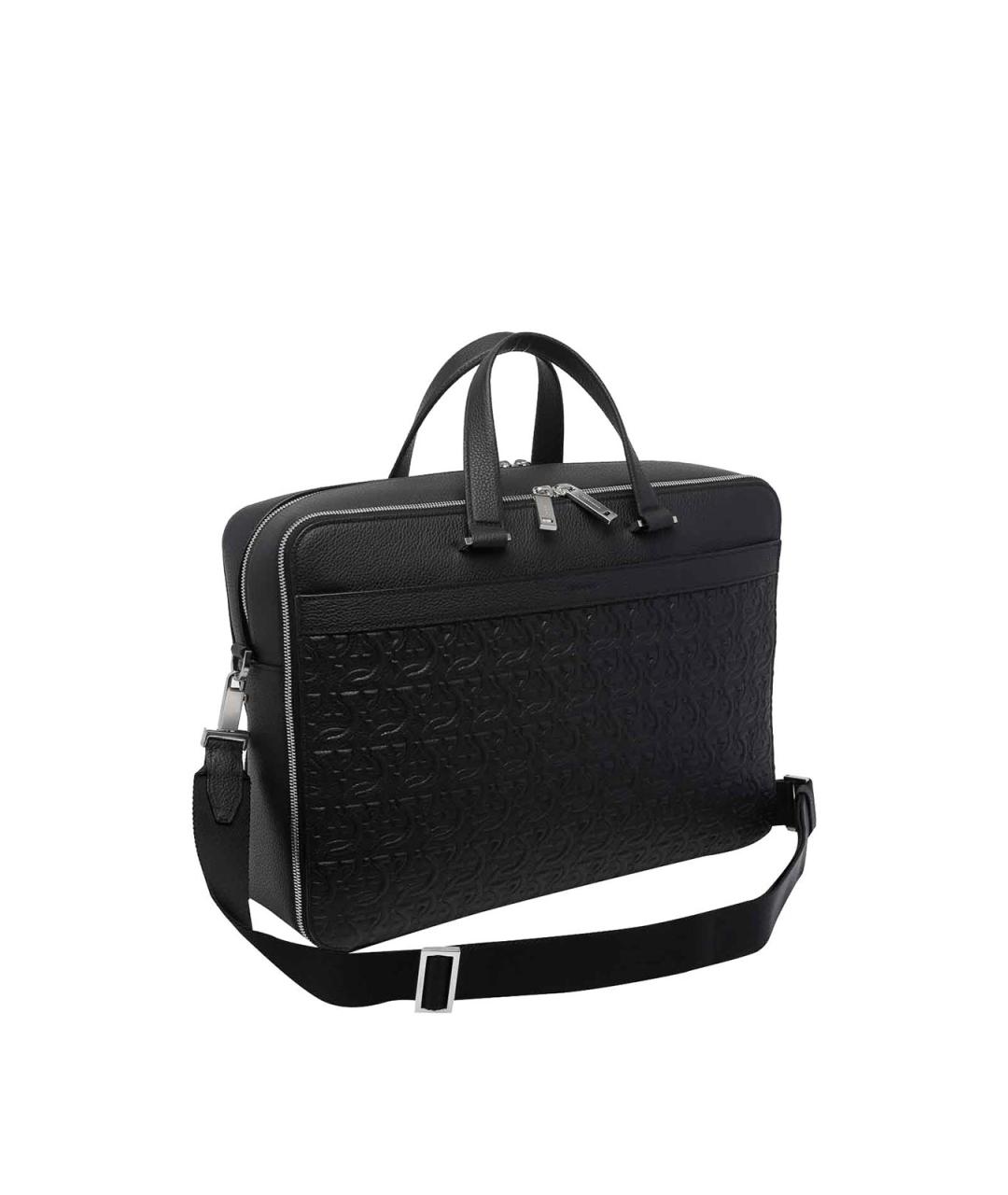 FERRAGAMO Черный кожаный портфель, фото 2