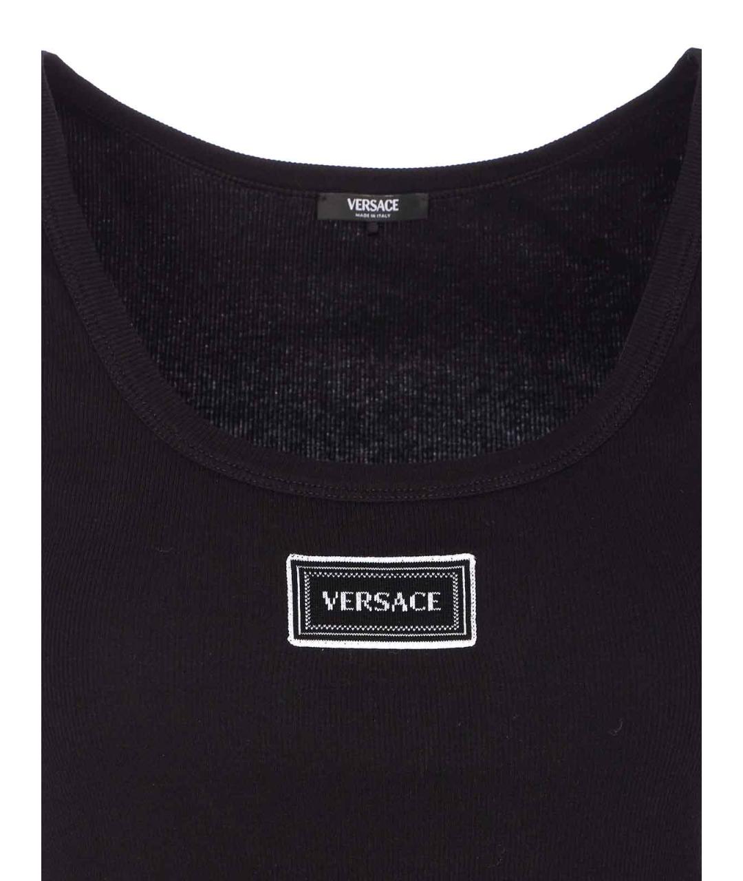 VERSACE Черная хлопко-эластановая майка, фото 4