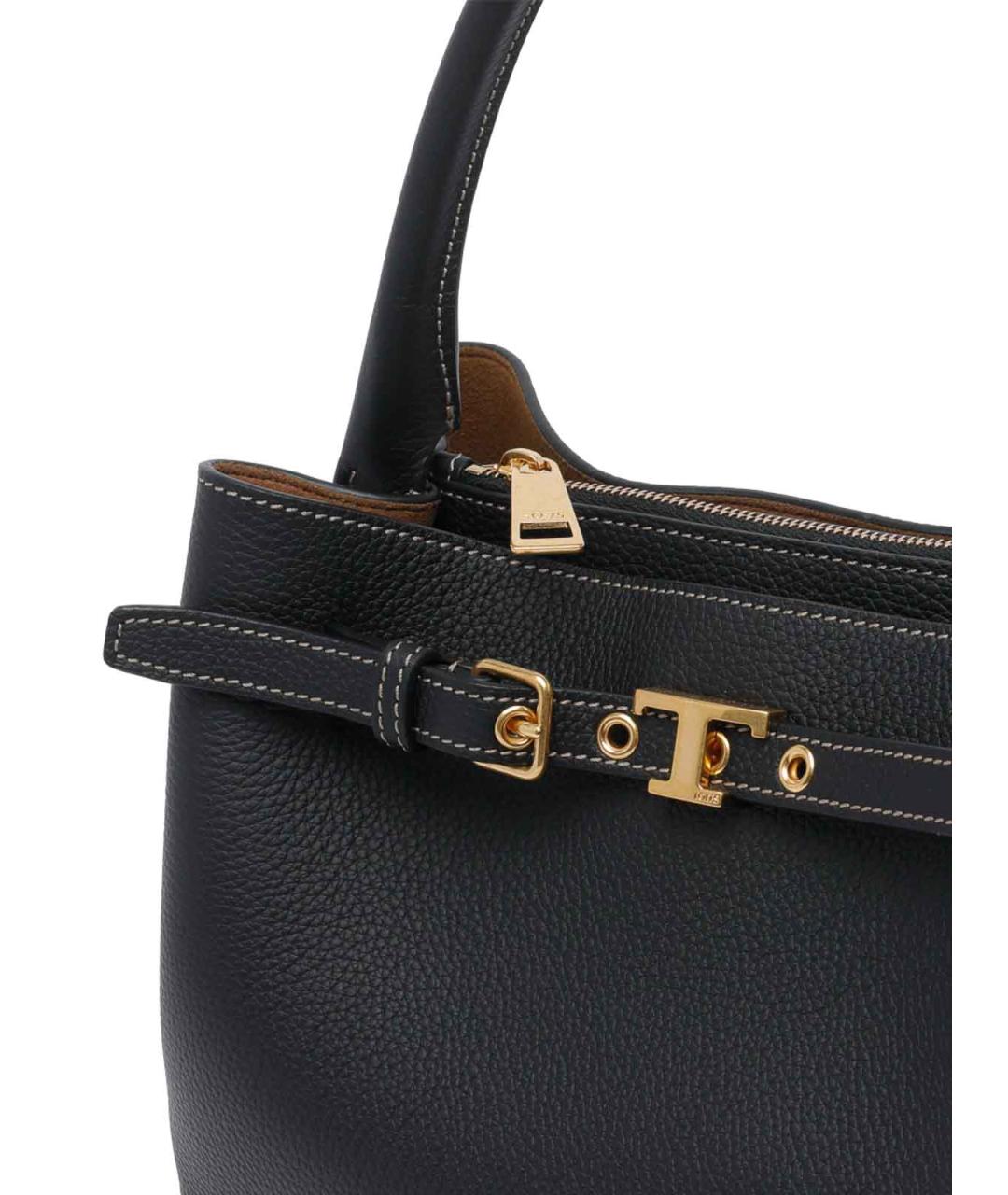 TOD'S Черная кожаная сумка тоут, фото 4