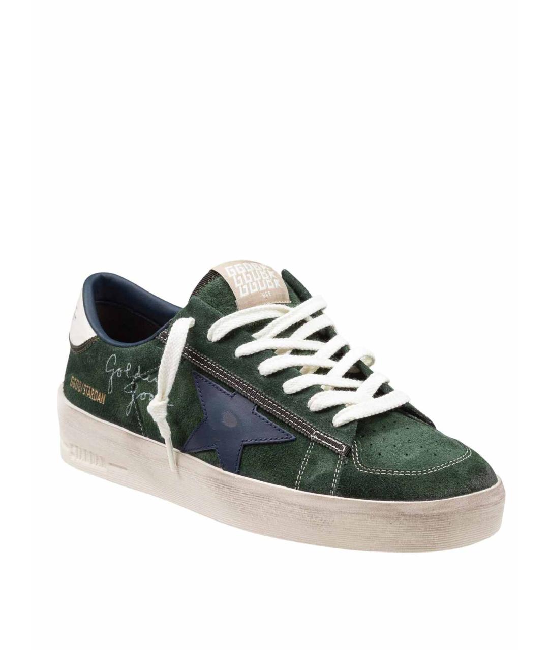 GOLDEN GOOSE DELUXE BRAND Зеленые кожаные низкие кроссовки / кеды, фото 2