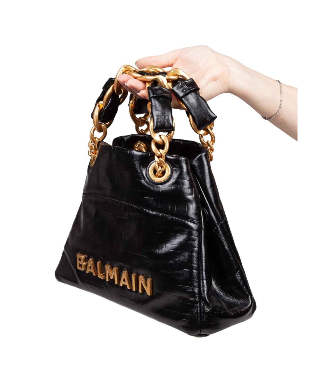 BALMAIN Черная кожаная сумка тоут, фото 2