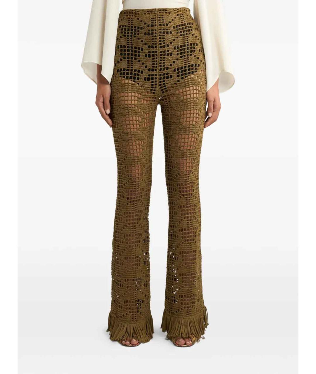 ETRO Зеленые хлопковые брюки широкие, фото 4