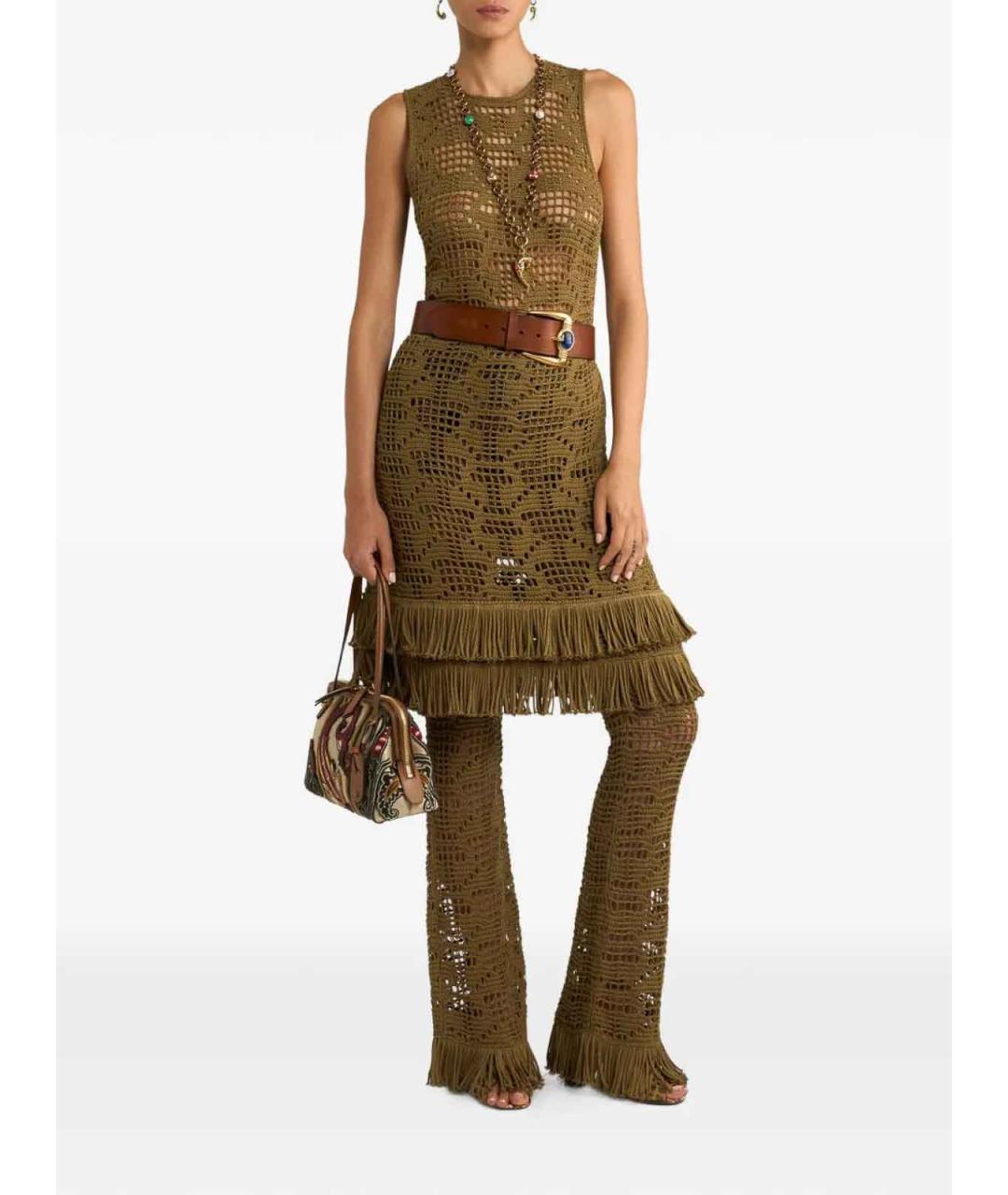 ETRO Зеленые хлопковые брюки широкие, фото 2