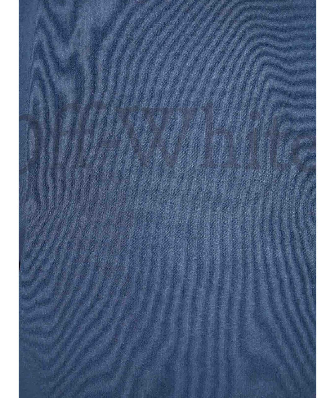 OFF-WHITE Синяя хлопковая футболка, фото 2