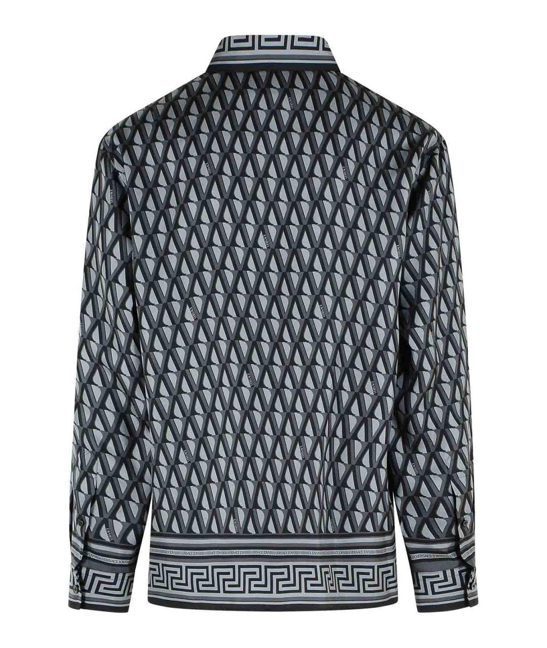 VERSACE Серая шелковая классическая рубашка, фото 2