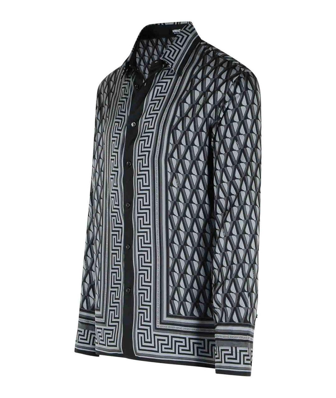VERSACE Серая шелковая классическая рубашка, фото 3