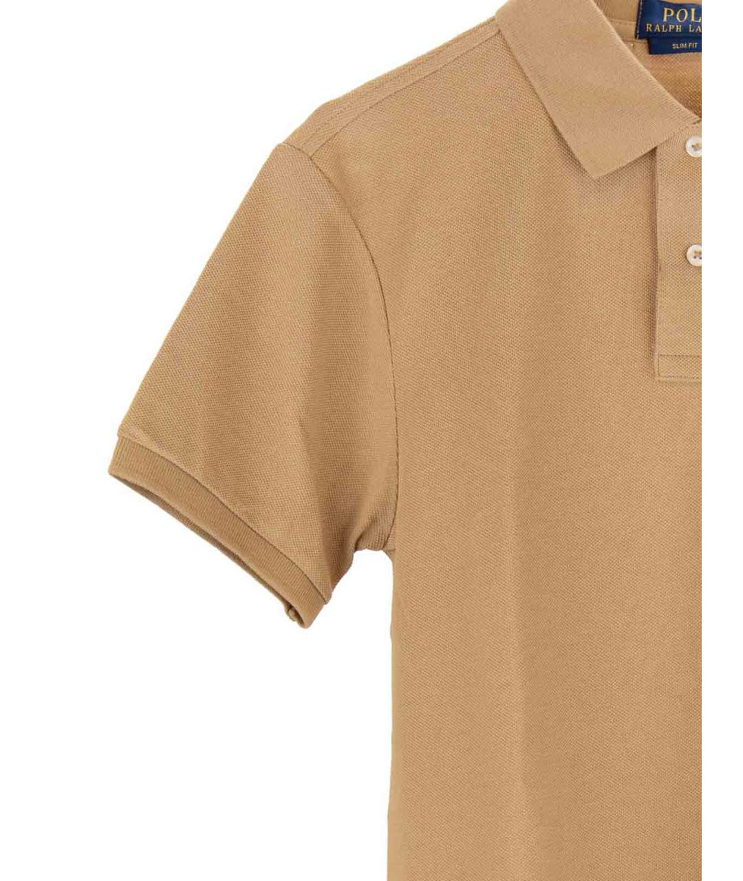 POLO RALPH LAUREN Коричневое хлопковое поло с коротким рукавом, фото 4