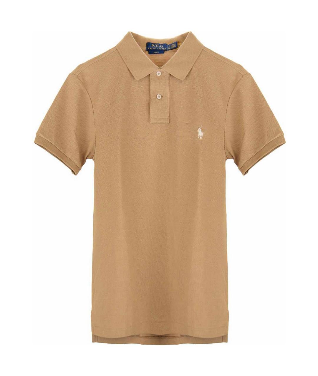 POLO RALPH LAUREN Коричневое хлопковое поло с коротким рукавом, фото 1