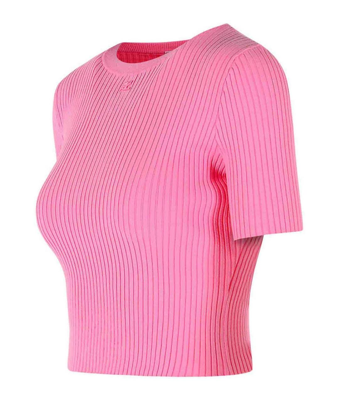 COURREGES Розовая вискозная футболка, фото 3