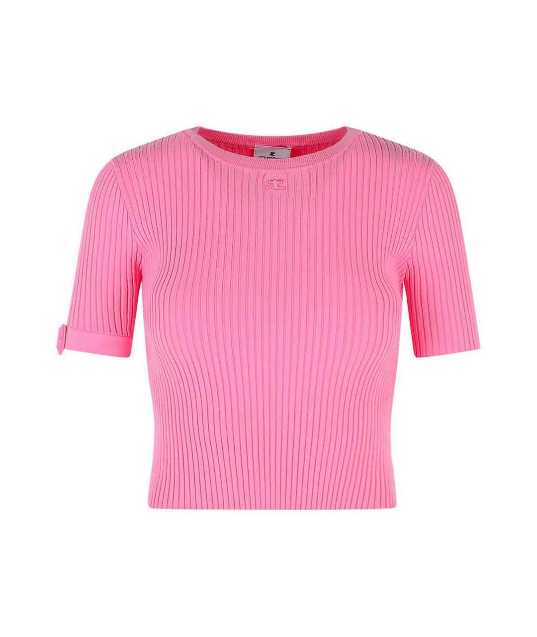 COURREGES Розовая вискозная футболка, фото 1