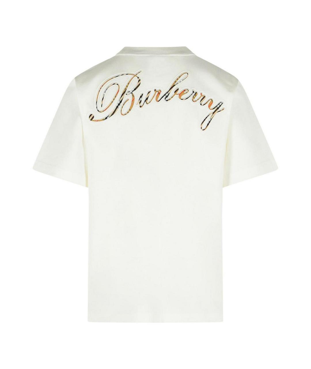 BURBERRY Белая хлопковая футболка, фото 2